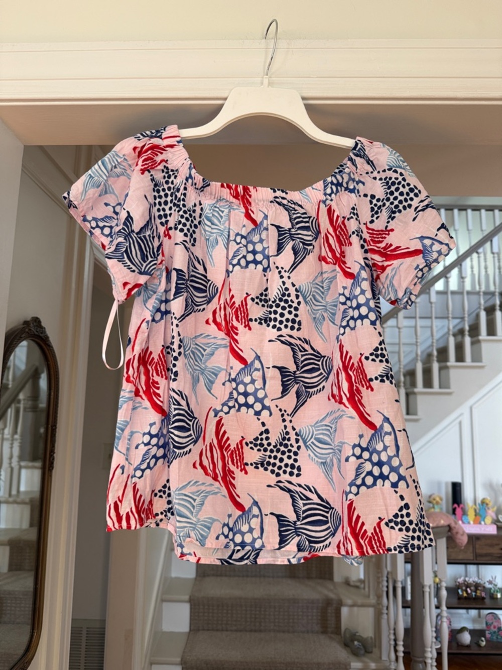 Loft Patriotic Fish Print Top